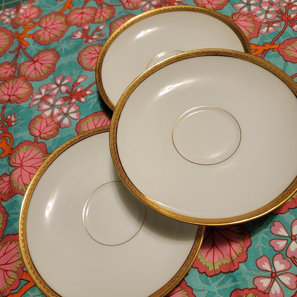 3 Theodore Haviland Limoges saucers. 5.5 inches wide. 3 available